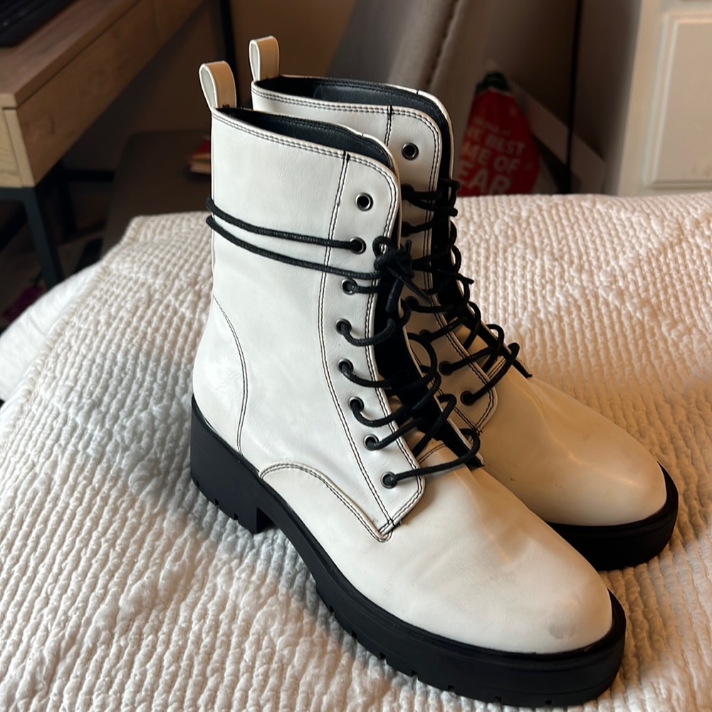 White Combat Boots